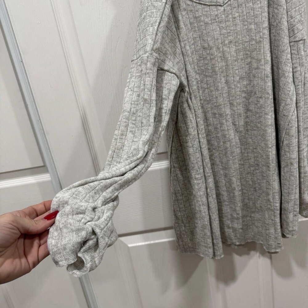 Umgee Sweater Womens Cold Shoulder Ribbed Knit High Low Hem Relax Gray L - Picture 4 of 11